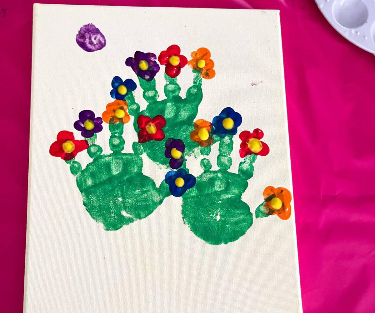 Easy Handprint Flower Painting for Kids HowTo