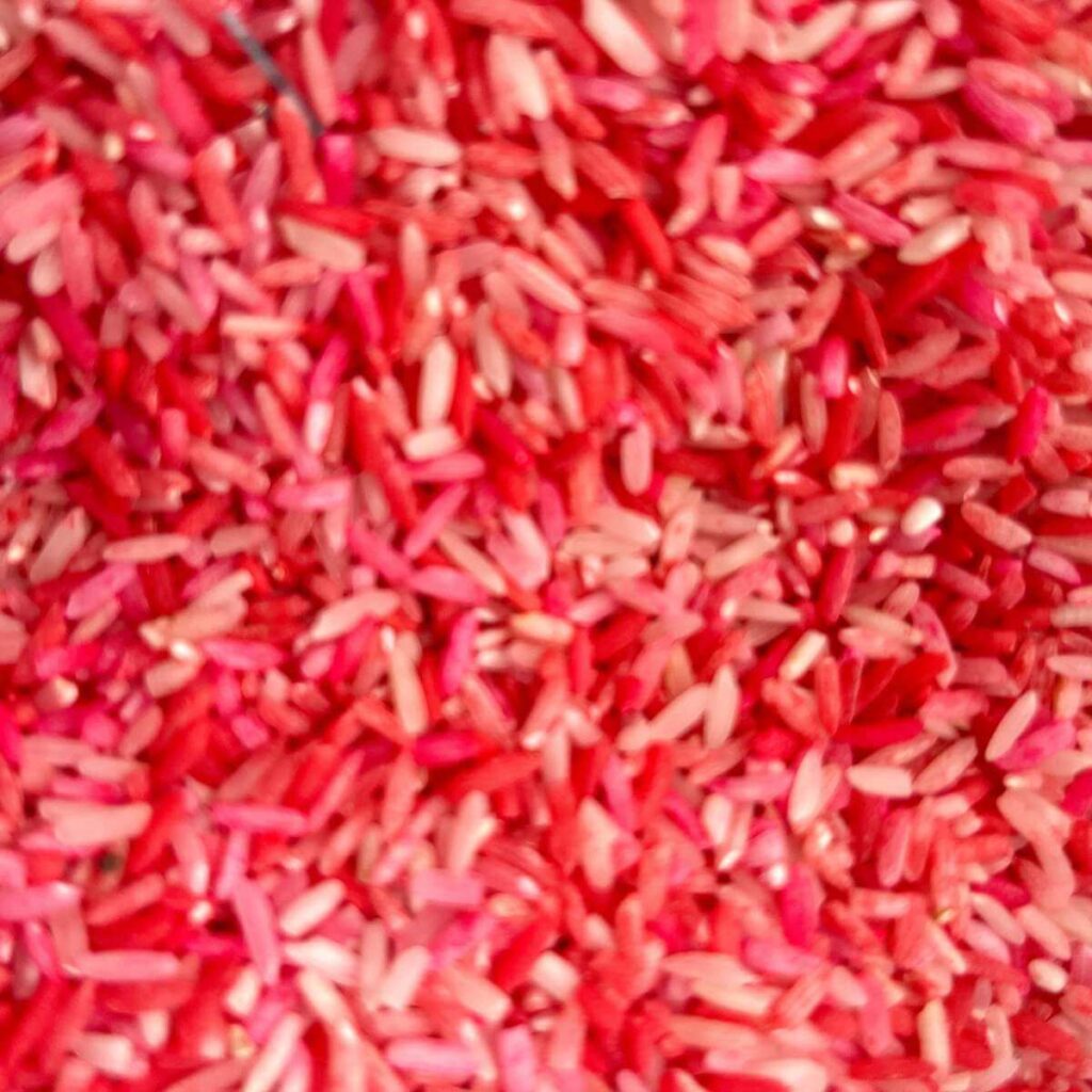 pink and red rice